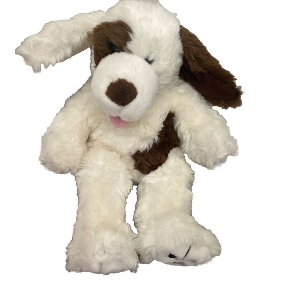 Build a Bear 16” Brown & White Spotted Happy Puppy Dog Plush Animal Posable Ears - Picture 1 of 7